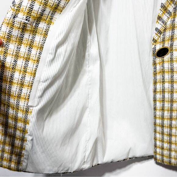 Veronica Beard Yellow White Plaid Jin Dickey Coat Blazer Size S NWOT - Picture 11 of 13